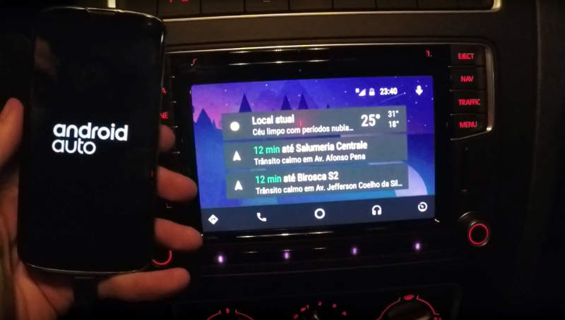 Tela do Android Auto no Volkswagen Fox Highline 2017