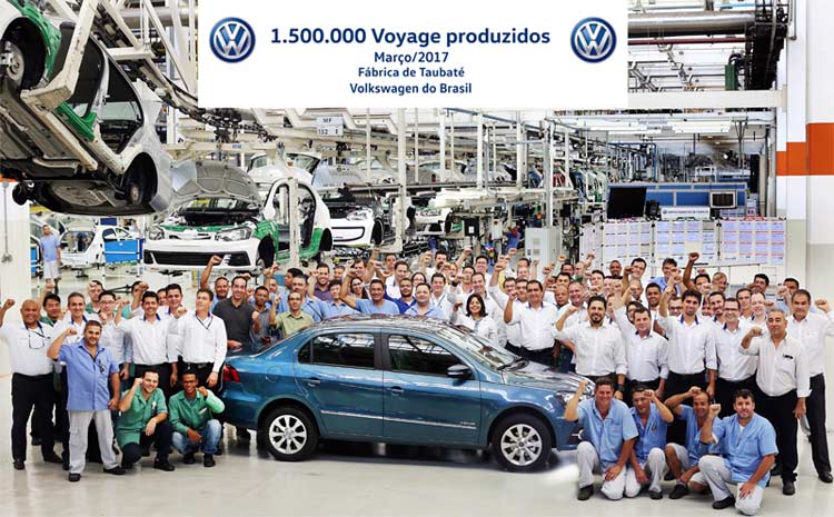 Volkswagen/Divulgação Volkswagen Voyage atinge 1.5 milhão de unidades produzidas no Brasil. Foto da versão Highline