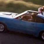 Ego, Kurt-Russel-, in 1980 in the uardians of The Galaxy Vol.2 cene with Ford Mustang King Cobra car