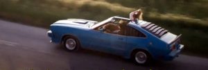 Ego, Kurt-Russel-, in 1980 in the uardians of The Galaxy Vol.2 cene with Ford Mustang King Cobra car