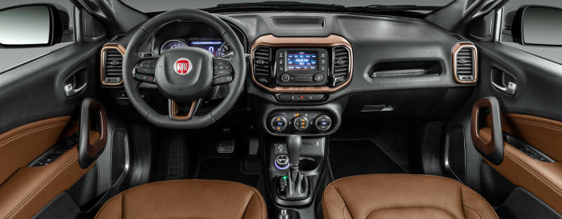 Fiat/Divulgação Painel e acabamento da Fiat Toro Ranch 2019