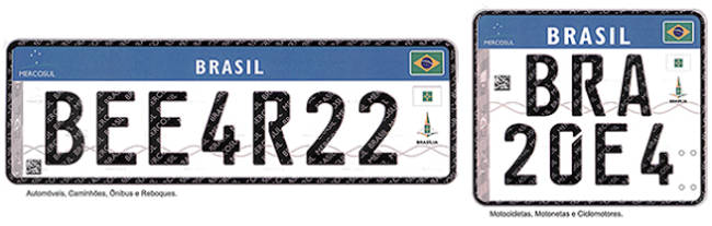 Nova placa para veículos (carros e motos) no Brasil, padrão Mercosul