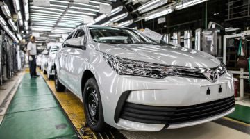 Linha de montagem do Toyota Corolla, em Indaiatuba (SP), em 2018