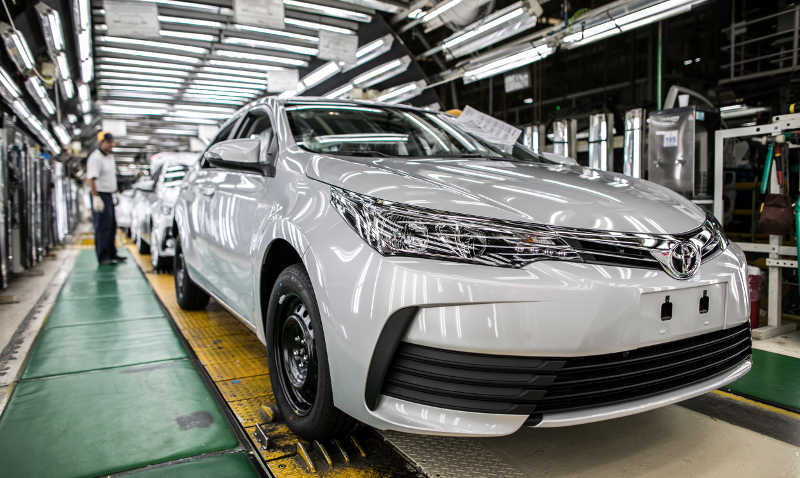 Linha de montagem do Toyota Corolla, em Indaiatuba (SP), em 2018