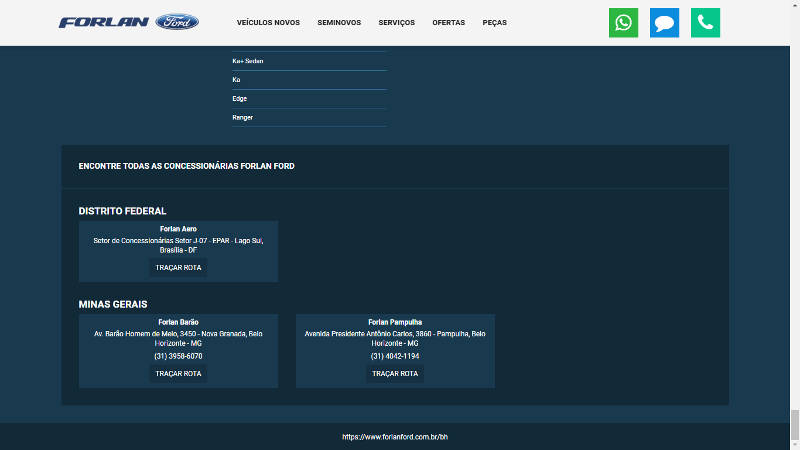 Print do site da Forlan Ford - 29/08/2019 Print do site da Forlan Ford BH