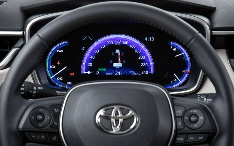 Painel de instrumentos digital do Toyota Corolla Altis híbrido 2020
