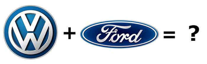 Arte enviada por Fernando Calmon sobre logos de Volkswagen/Divulgação e Ford/Divulgação Volkswagen e da Ford