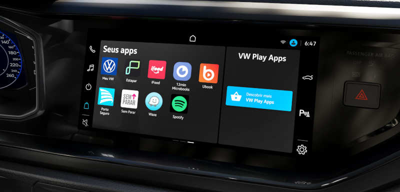 Volkswagen/Divulgação Central multimídia VW Play dos Volkswagen Polo 2022 e Virtus 2022