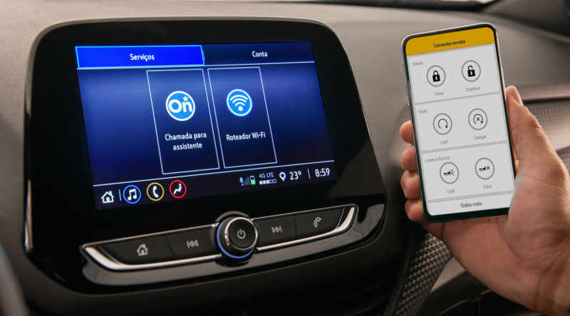 Chevrolet/Divulgação Chevrolet Onix OnStar - painel e celular