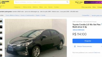 Print de capa de um automóvel verificado no Mercado Livre