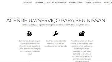 Print do site da Nissan com a tela de agendamento