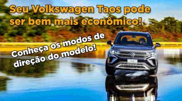 Foto de capa do VW Taos mostrando os modos direção
