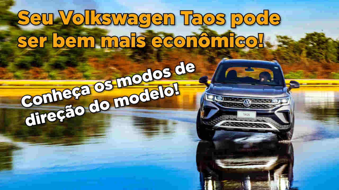 Foto de capa do VW Taos mostrando os modos direção