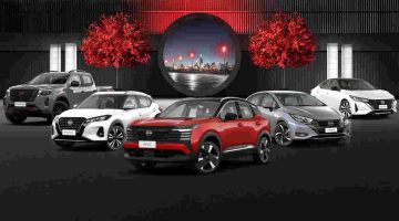 Foto da linha 2026 da família de carros da Nissan no Brasil